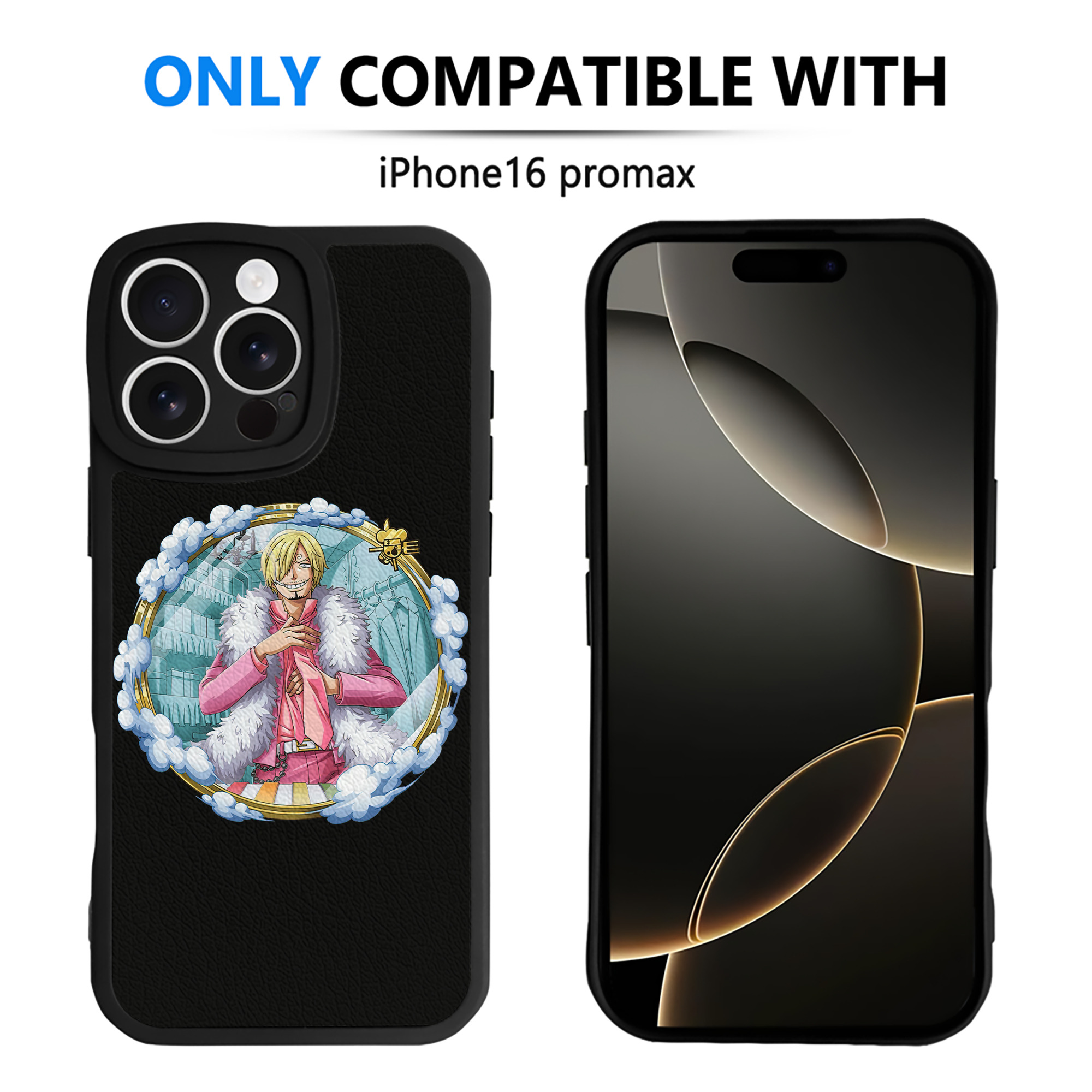 （画像用） ワンピース サンジ ONE PIECE Sanji 【iPhone 16シリーズ対応】シリコンスマホケース（レザー調） 材質：シリコン